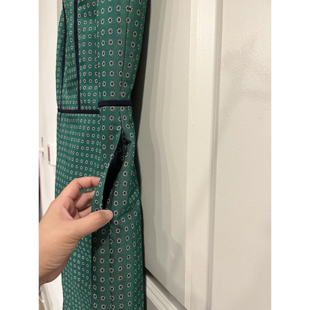 J.CREW Green/Blue Geometric Sheath Dress Pockets Lined Round Neck size 6 0069 - Picture 7 of 8